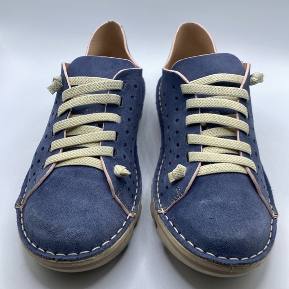 On Foot Perforated Suede Sneakers Blue Jean 38 Best Fits US Womens 7.5 - Picture 2 of 16